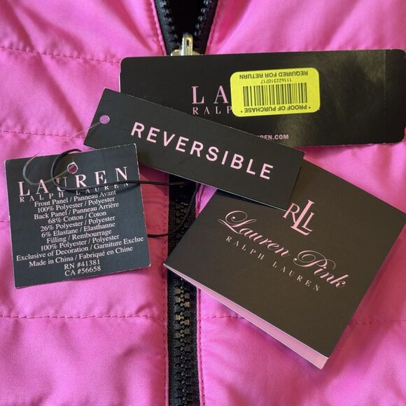 Lauren Ralph Lauren Pink Collection Reversible Vest Women's Large Pink Black NEW - Picture 7 of 14